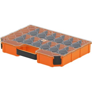 OBI Organizer narancs-fekete, 39x28x6cm, apró alkatrészek és szerszámok tárolására.