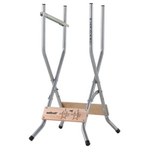 wolfcraft SB 60 összecsukható fűrészbak, acél, kidobás elleni védelemmel a biztonságos fűrészeléshez.