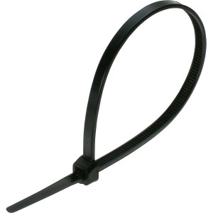 Fekete OBI kábelkötegelő, 200x4,6 mm, kábelek kötegeléséhez és rögzítéséhez.