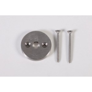 Rozsdamentes acél V2A végzáró csavarokkal 40 mm-es fa korláthoz, tartozékként lépcsőkorlátokhoz.