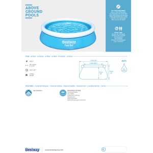 Kék Bestway Fast Set medence, Ø 183x51 cm, Quick-Up medence a nyárra.