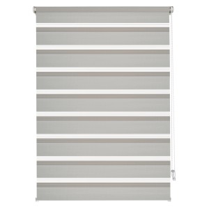 Gardinia EasyFix dupla roló, 90x150 cm, szürke, átlátszó és nem átlátszó csíkokkal.
