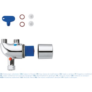 Grohe Grohtherm Micro króm forrázásgátló, kulccsal és tömítésekkel szifonokhoz.