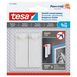 Tesa Powerstrips öntapadó szögek tapétához, 2 darab, 1 kg-ig. Ragasztás fúrás helyett.