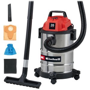 Einhell TC-VC 2045 S száraz-nedves porszívó, 20 literes rozsdamentes acél tartály, tartozékok.