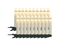 LED-es gyertyás fényfüzér 20 melegfehér LED zöld kábellel 12,9 m