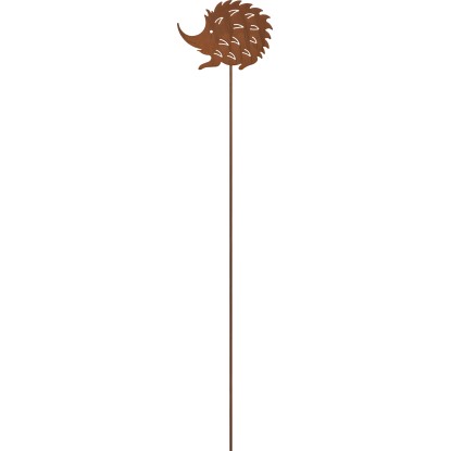Leszúrható kerti dekoráció sündisznó fémből 85 cm x 0,6 cm x 16,5 cm rozsdabarna