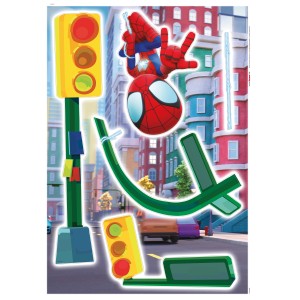 Komar Deko-Sticker Spiderman Lamp Swing gyerekszobába. Fali dekoráció Pókemberrel és lámpával.
