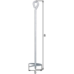 Tűzihorganyzott földhorgony becsavaráshoz, 525 mm hosszú, csigával (Ø100 mm) és tartozékokkal.