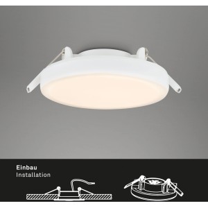 Fehér Briloner Plat LED süllyesztett lámpa, Ø 10 cm, meleg fehér fény. Ideális süllyesztett spotlámpa.