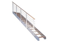 Kos lépcső 10 lépcsőfokkal bükkfa olajozott 87 cm dizájnkorlát szürke FSC®