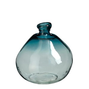 Kék Mica Decorations Organic váza, 32 cm magas, üvegből, organikus formákkal.
