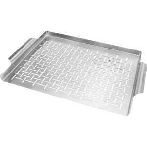 Jamestown rozsdamentes acél grilllap, 39,5x29cm, hús, hal és zöldségek zsírszegény grillezéséhez.