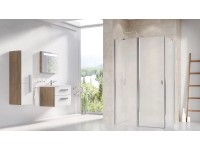 Zuhanyajtó CRV2-110+CPS-100 fixfal króm+Matelux (Tejüveg)