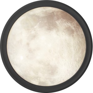 Kerek LED mennyezeti lámpa Lunano Ø 19 cm hold dizájnnal és fekete kerettel.