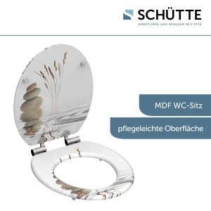 Schütte WC ülőke Balance fa maggal és lecsapódásgátlóval, kövek/víz mintával.