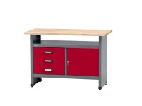 Küpper munkapad egyajtós 3 fiókkal 84 cm x 120 cm x 60 cm sötétpiros