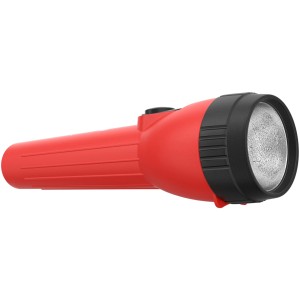 Piros Energizer LED zseblámpa bordázott markolattal és fekete lámpafejjel.