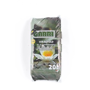 Zacskó Vizinövény Virágföld (tóvirágföld) 20L, alkalmas vízi- és tavi növényekhez.