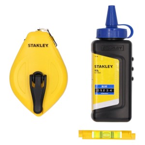 Stanley 30 m kicsapózsinór készlet kék krétaporral és vízmértékkel