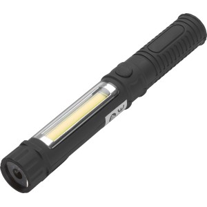 Fekete 3W COB LED Smart Line tolllámpa csíptetővel. Kompakt zseblámpa műhelybe és építkezésre.