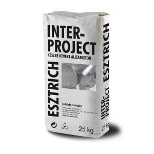 Zsák Inter-Project kész aljzatbeton, 25 kg, bel- és kültéri használatra.
