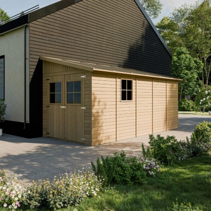 Timbela M341A falhoz építhető fa kerti ház oldalfallal padló nélkül