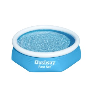 Kék Bestway Fast Set föld feletti medence, Ø 244 cm, kerek, gyorsan felállítható medence vízzel.