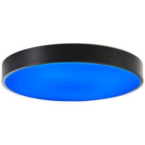 Okos LED mennyezeti lámpa Vadin, fekete/fehér, Ø 49 cm kék világítással.