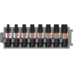 Bosch Bitkészlet Torx Security Pro Impact, 8 részes, különböző méretek tartóban.