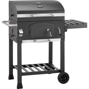 Fekete Jamestown Jaxon faszenes grill polccal és hőmérővel.