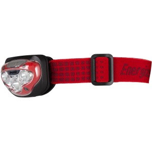 Energizer Vision HD fejlámpa piros fejpánttal, 80 lumen, elemekkel.