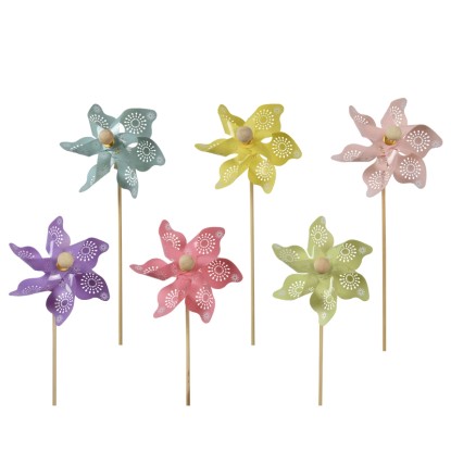 Decoris műanyag szélmalom beltérre/kültérre 9 cm x 9 cm x 28 cm 6-féle változat