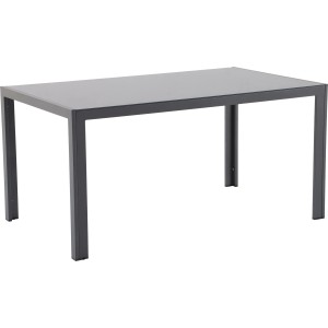 Téglalap alakú, antracit színű Iparia kerti asztal (150x90 cm) alumíniumból, 6 személyes.