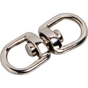Nikkelezett forgó (52 mm) kötelek/láncok csavarodásmentes összekötéséhez. Rozsdamentes és időjárásálló.