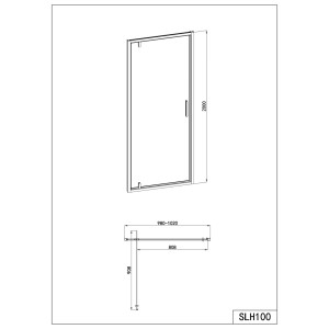 SANOSLIM pivot zuhanyajtó 100 x 200 cm matt fekete