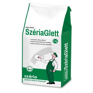 Zsák SzériaGlett speciális glettanyag, 5 kg, extra fehér. Gipszfelületekre alkalmas.