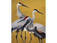 Komar fátyoltapéta Yellow Cranes 200 cm x 250 cm sárga