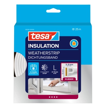 tesamoll P - profil ajtó - és ablaktömítő gumiszalag fehér 25 m x 9 mm