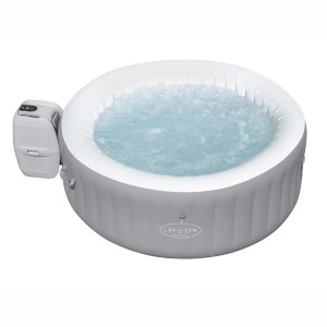 Bestway Lay-Z-Spa St. Lucia AirJet felfújható pezsgőfürdő, kerek, Ø 170 cm, vízzel töltve.