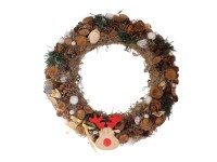 Adventi ajtódísz 30 cm szarvassal barna