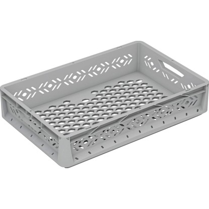 Eurobox - rendszer rácsos falú doboz 60 cm x 40 cm x 12 cm szürke