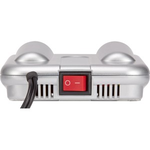 OBI dupla aljzat USB-vel, ezüst színű, be-/kikapcsolóval és kábellel.