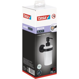 Tesa Moon Black szappanadagoló, matt fekete, szatinált üveggel, ragasztós megoldással.