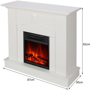 Fehér El Fuego Malmö elektromos kandalló láng effektussal és fűtési funkcióval.
