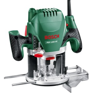 Bosch POF 1200 AE felsőmaró, zöld marógép fafeldolgozáshoz.