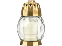 Műanyag tetejű és talpú gyémánt mintás üvegmécses Műanyag tetejű és talpú gyémánt mintás üvegmécses