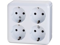 4 részes csatlakozóaljzat, falon kívüli, fehér 4 részes csatlakozóaljzat, falon kívüli, fehér