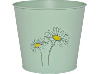 Cink vödör gyógynöv. cserép lakk. virágminta mentazöld 16 x 18,5 cm