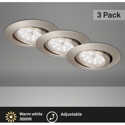 Briloner süllyesztett LED-es lámpa 3 db-os készlet matt nikkel 8 cm forgatható